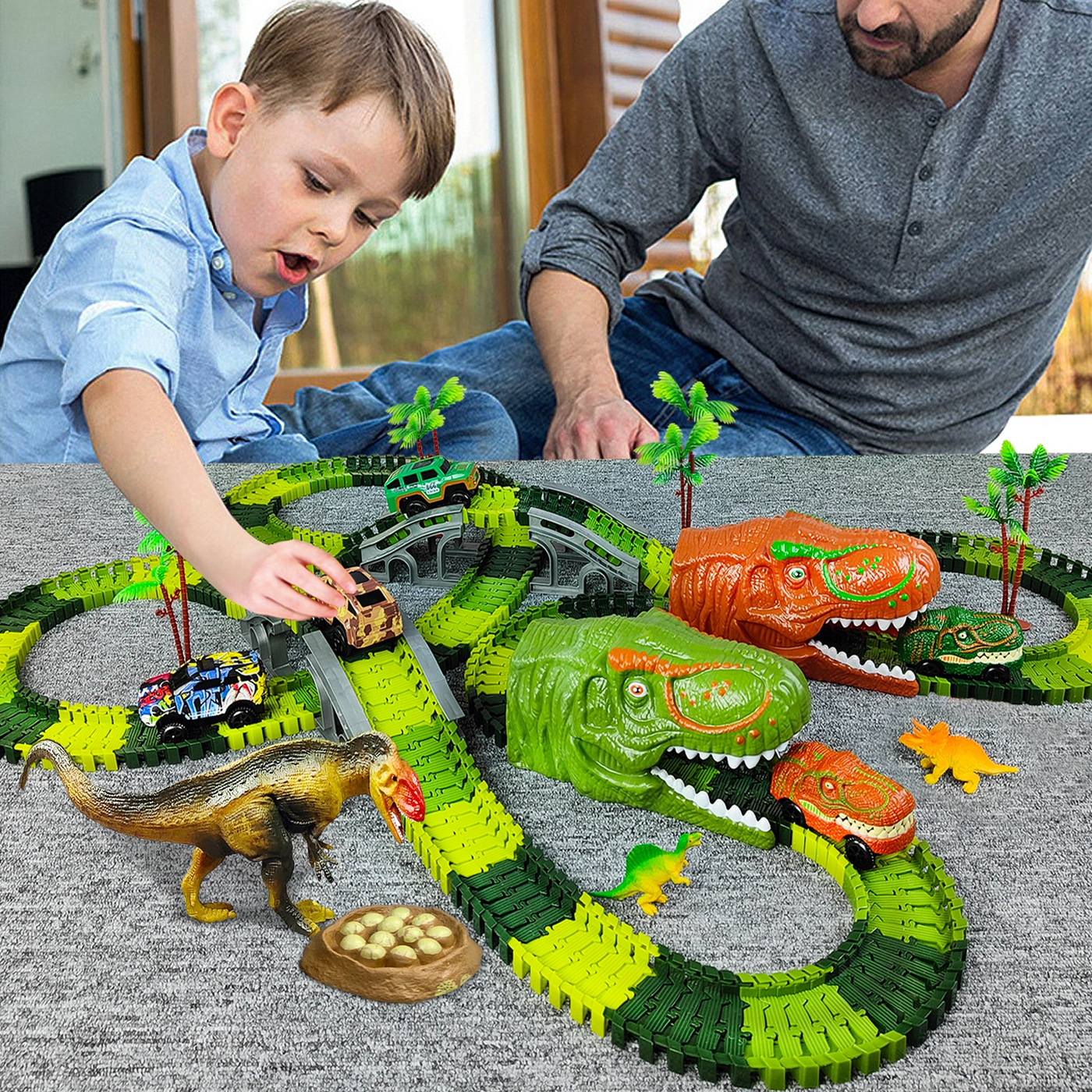 Dinotrack express | dinosaurier-zugabenteuer – kreatives spielset für kinder