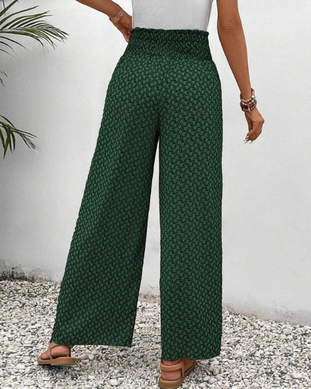 Damenhosen aus Polyester | Weite Hosenbeine | Geometrisches Muster für Alltag und Freizeit | Schmid