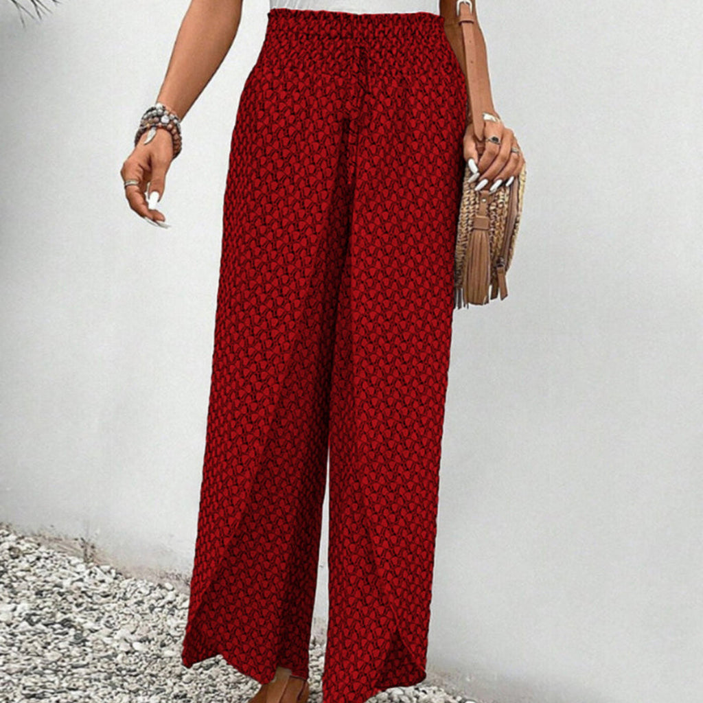 Damenhosen aus Polyester | Weite Hosenbeine | Geometrisches Muster für Alltag und Freizeit | Schmid