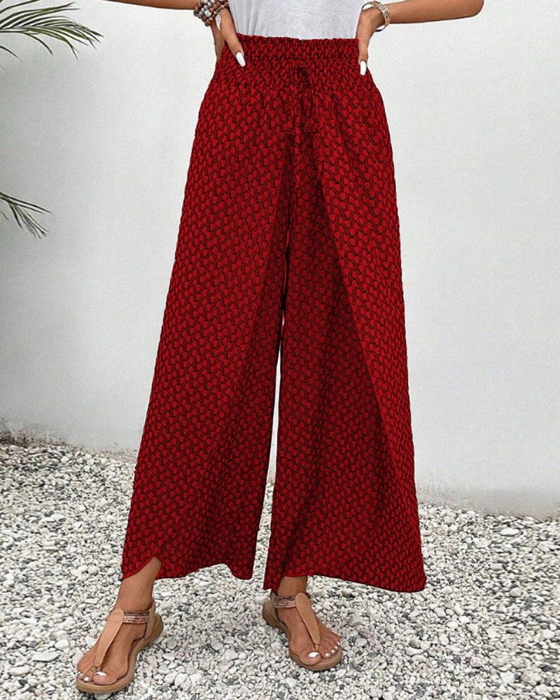 Damenhosen aus Polyester | Weite Hosenbeine | Geometrisches Muster für Alltag und Freizeit | Schmid