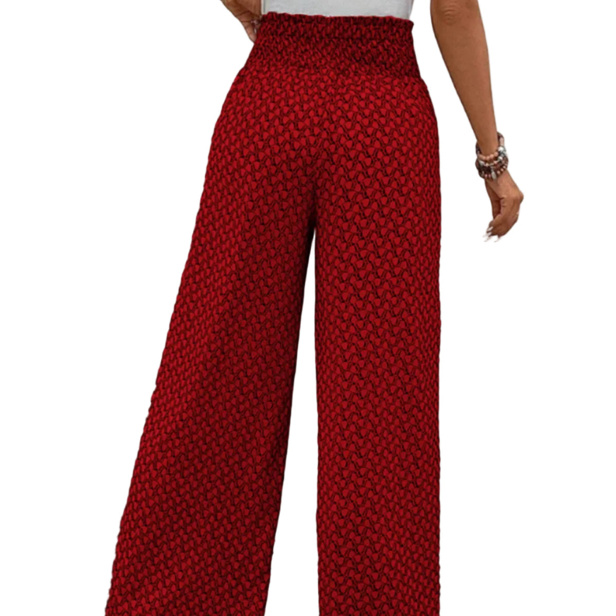 Damenhosen aus Polyester | Weite Hosenbeine | Geometrisches Muster für Alltag und Freizeit | Schmid