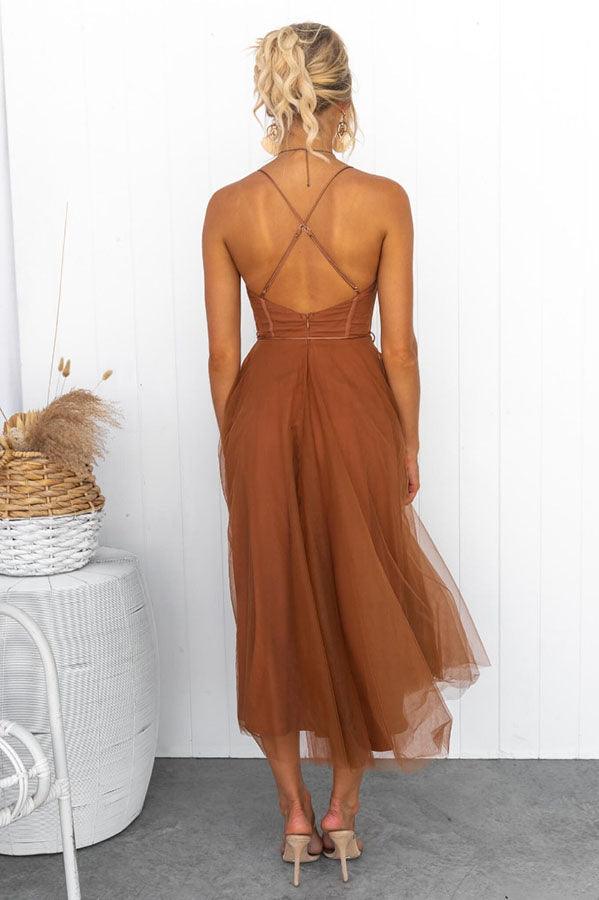 Damen Maxikleid aus Chiffon – ärmellos, Träger, Knöchellang