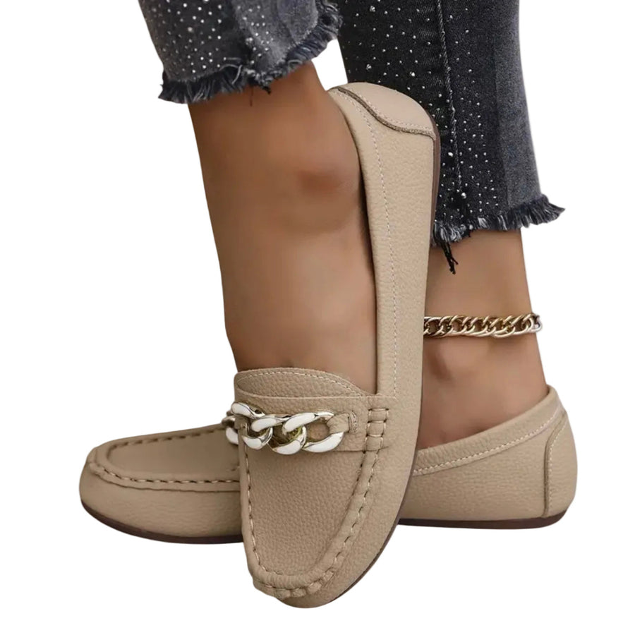 Damen - Slipper  Slip-on Schuhe mit Kettendetail