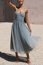 Damen Maxikleid aus Chiffon – ärmellos, Träger, Knöchellang