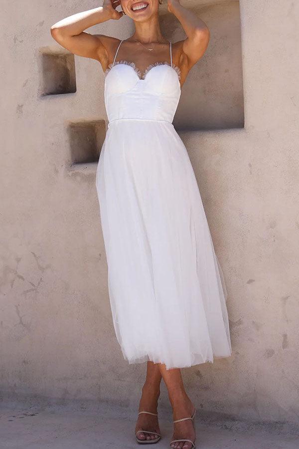 Damen Maxikleid aus Chiffon – ärmellos, Träger, Knöchellang