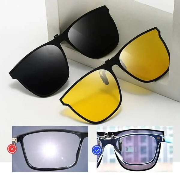 Clip-On Sonnenbrille | Polarisierte TAC-Gläser & UV400-Schutz | Faltbares Legierungsdesign für Korrektionsbrillen | Schmid