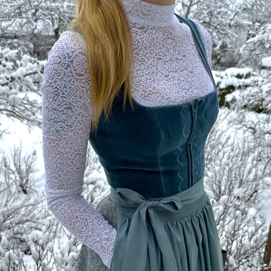 Damen Dirndl Kleid aus Baumwollmischung | Trachtenkleid mit Schürze und Volksmuster | Für Festivals und Kulturveranstaltungen | Schmid