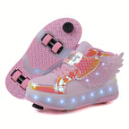 Leuchtende Rollschuh-Sneaker Mit Flügeln – Kinder LED-Rollschuhe