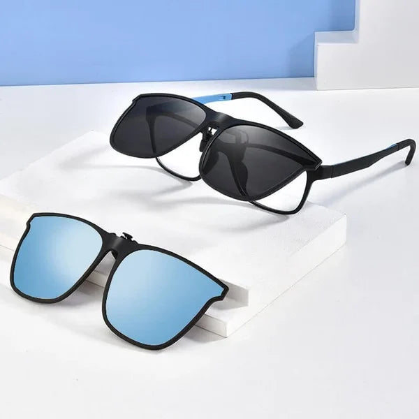 Clip-On Sonnenbrille | Polarisierte TAC-Gläser & UV400-Schutz | Faltbares Legierungsdesign für Korrektionsbrillen | Schmid