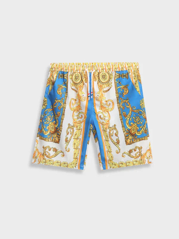 Herren Sommeranzug mit barockinspiriertem Muster | Locker sitzendes Hemd und Shorts für warme Tage | Schmid