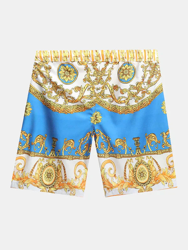 Herren Sommeranzug mit barockinspiriertem Muster | Locker sitzendes Hemd und Shorts für warme Tage | Schmid