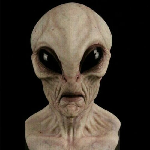 Alien Kopfmaske aus Latex für Halloween und Cosplay | Handbemalte Vollkopfmaske mit Belüftungsöffnungen | Schmid