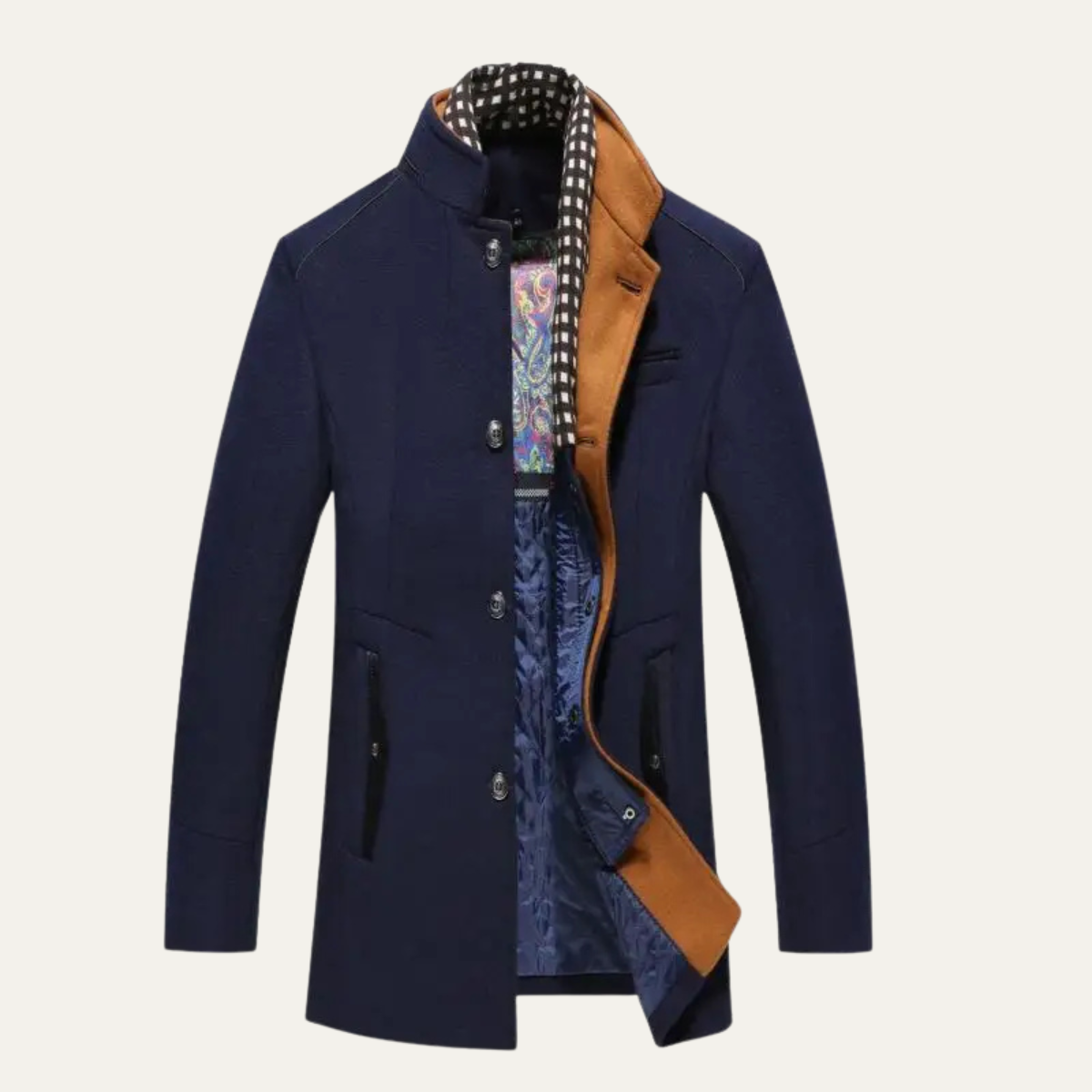 Blenheim - Herren Woll-Trenchcoat mit Stehkragen und Schal-Detail