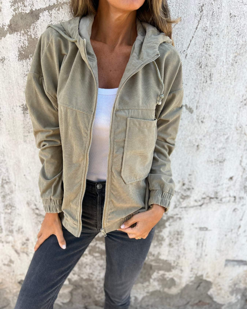 Danna | kapuzenjacke aus cord mit reißverschluss