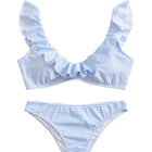Damen Bikini aus Nylon und Elasthan | Gestreiftes Zweiteiliges Bikini-Set | Verstellbare Träger für Strand und Pool | Schmid