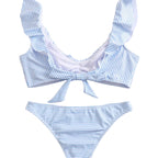 Damen Bikini aus Nylon und Elasthan | Gestreiftes Zweiteiliges Bikini-Set | Verstellbare Träger für Strand und Pool | Schmid