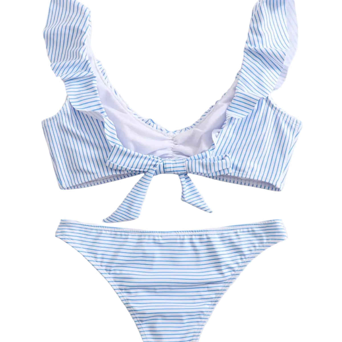 Damen Bikini aus Nylon und Elasthan | Gestreiftes Zweiteiliges Bikini-Set | Verstellbare Träger für Strand und Pool | Schmid