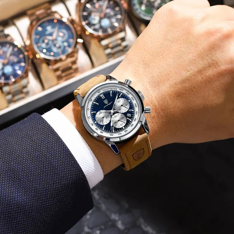 Luxus ‑ Armbanduhr mit selbstleuchtenden Zeigern und Wasserdichtigkeit