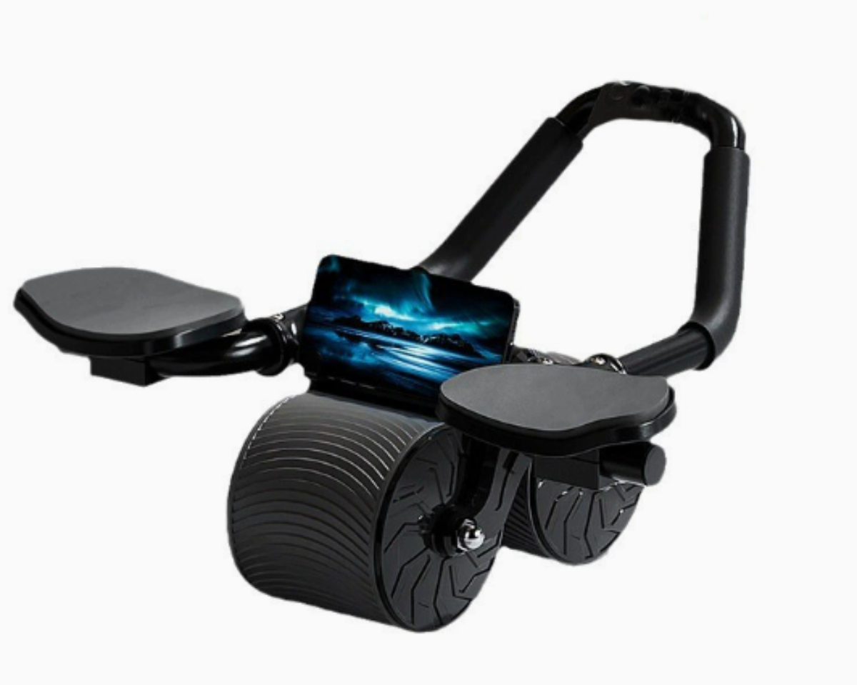 Doppelrad Bauchtrainer mit Ellenbogenstützen | Core Trainingsgerät aus ABS und PVC | Trainingsrad für Krafttraining | Schmid