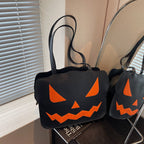 Halloween Messenger Bag aus PU | Schultertasche mit Reißverschluss | Kürbisdesign mit Polyesterfutter für Partys & Events | Schmid