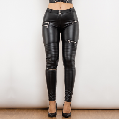 Schwarze l Enge Lederhosen für Damen