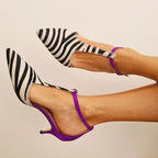 Mila | Slingback-Absätze Zebra Mittelhoher Absatz Elegante Gemusterte Schuhe