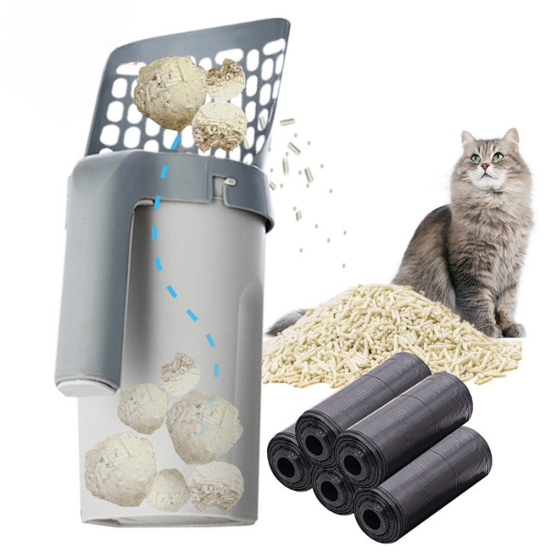 Eeasyscoop | katzenschaufel mit integriertem auffangbehälter für geruchsfreie reinigung