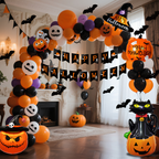 Halloween Ballon Set aus Latex | Mehrfarbige Ballons mit Kürbismotiv | Partydekoration für Halloween & Themenveranstaltungen | Schmid