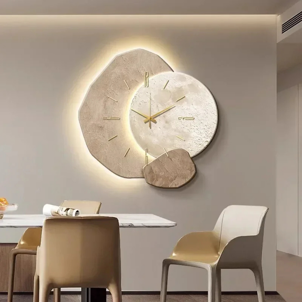 LunaWood Accent Wanduhr – Holz-Wanduhr Mit Weicher LED-Beleuchtung