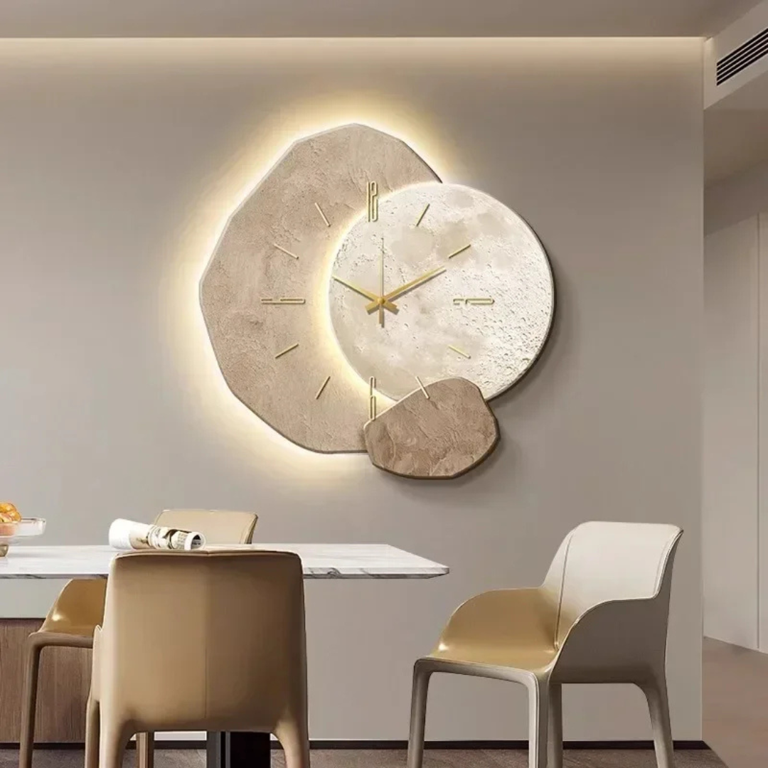 LunaWood Accent Wanduhr – Holz-Wanduhr Mit Weicher LED-Beleuchtung