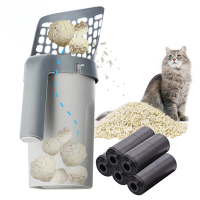 Eeasyscoop | katzenschaufel mit integriertem auffangbehälter für geruchsfreie reinigung