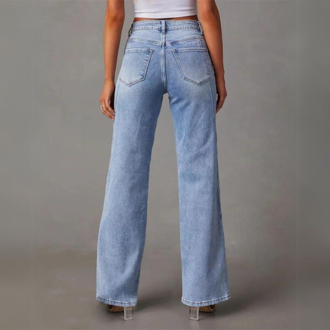 Damen l Jeans mit hoher Taille und geradem Schnitt