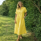 Damen Midikleid | Gestreiftes Hemdkleid mit Knopfleiste | Reguläres Midikleid mit Seitentaschen | Schmid