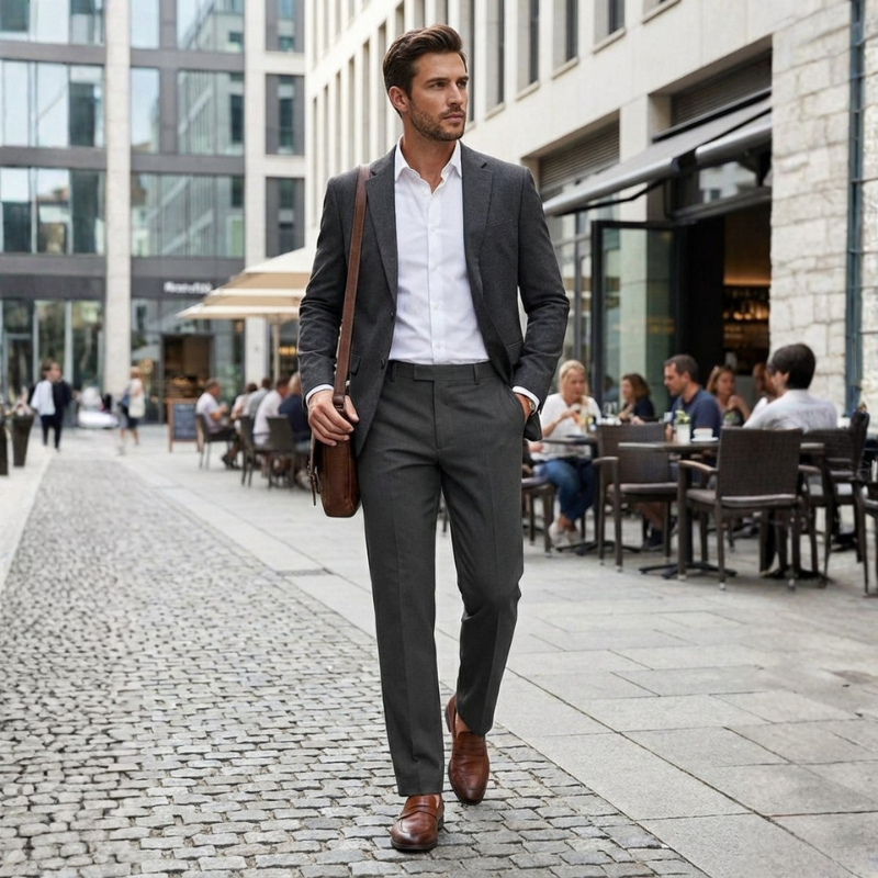 Herrenhose | Slim Fit Hose mit Verstellbarem Bund | Freizeithose für Alltag und Beruf | Schmid