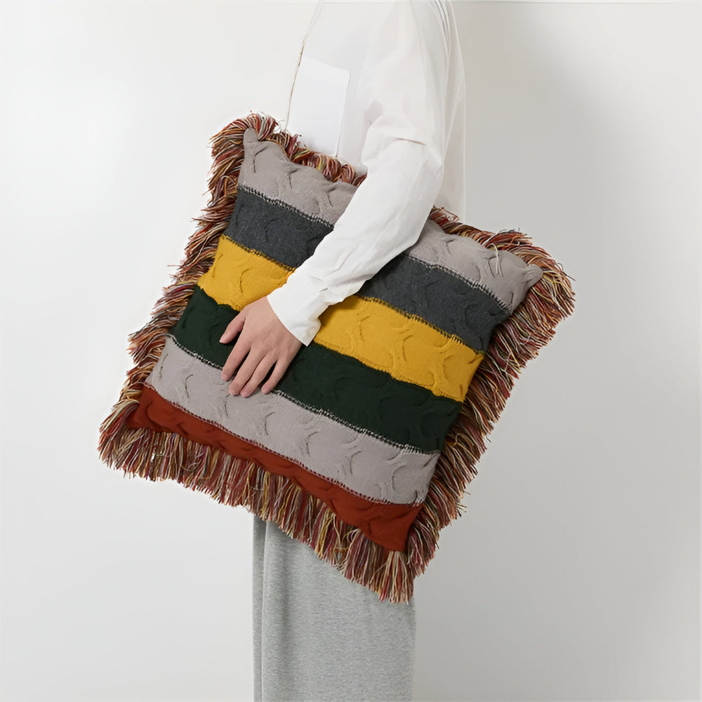 ColorRay | Gestreifter Strickkissen – Weicher & Moderner Stil