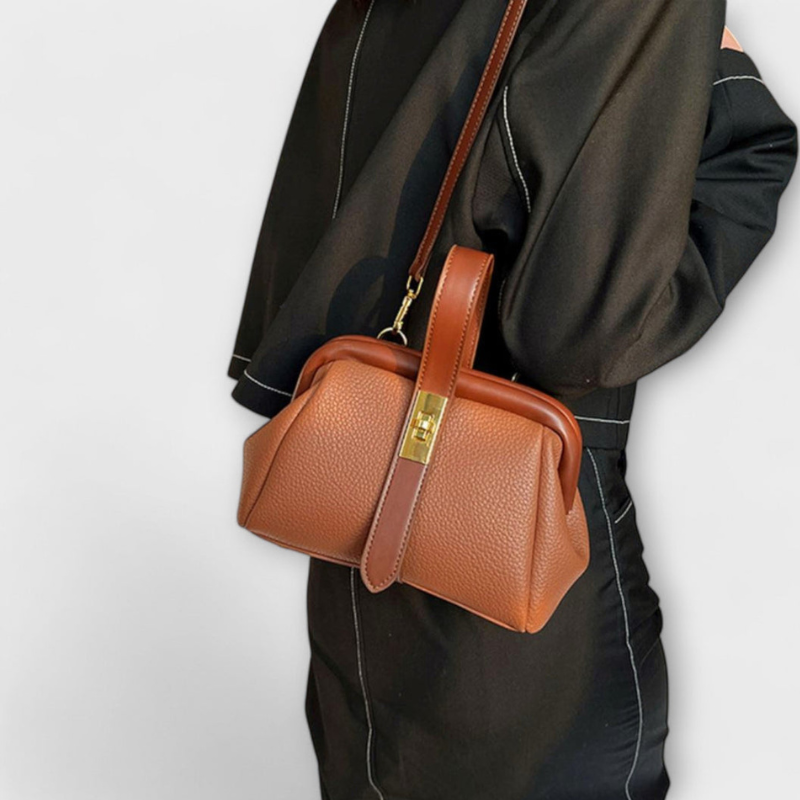Damen Schultertasche aus PU | Strukturierte Handtasche mit Schlossdetail und Schulterriemen | Alltag und Freizeit | Schmid