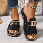 Jemima Block-Heel Slip-On Sandalen – Damen Offene Sandalen mit Blockabsatz