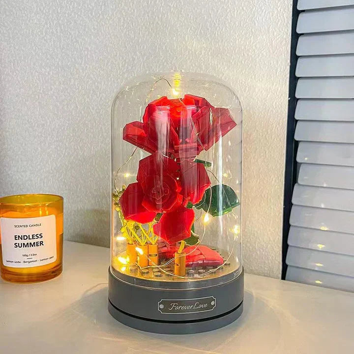 PetalTunes Rosen-Spieluhr – Bauklotz-Musikbox mit mechanischem Antrieb
