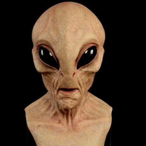 Alien Kopfmaske aus Latex für Halloween und Cosplay | Handbemalte Vollkopfmaske mit Belüftungsöffnungen | Schmid