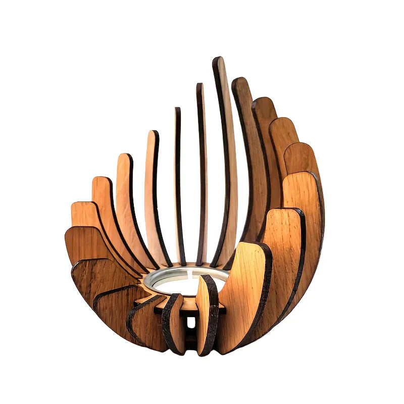 LumoLotus | Bohemian Holz-Lotus Kerzenhalter Für Stilvolle Inneneinrichtung