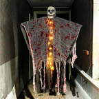Halloween Hängende Schädel Geist Dekoration | Kunststoff Dekoration mit Leuchteffekt | Saisonale Innendekoration | Schmid