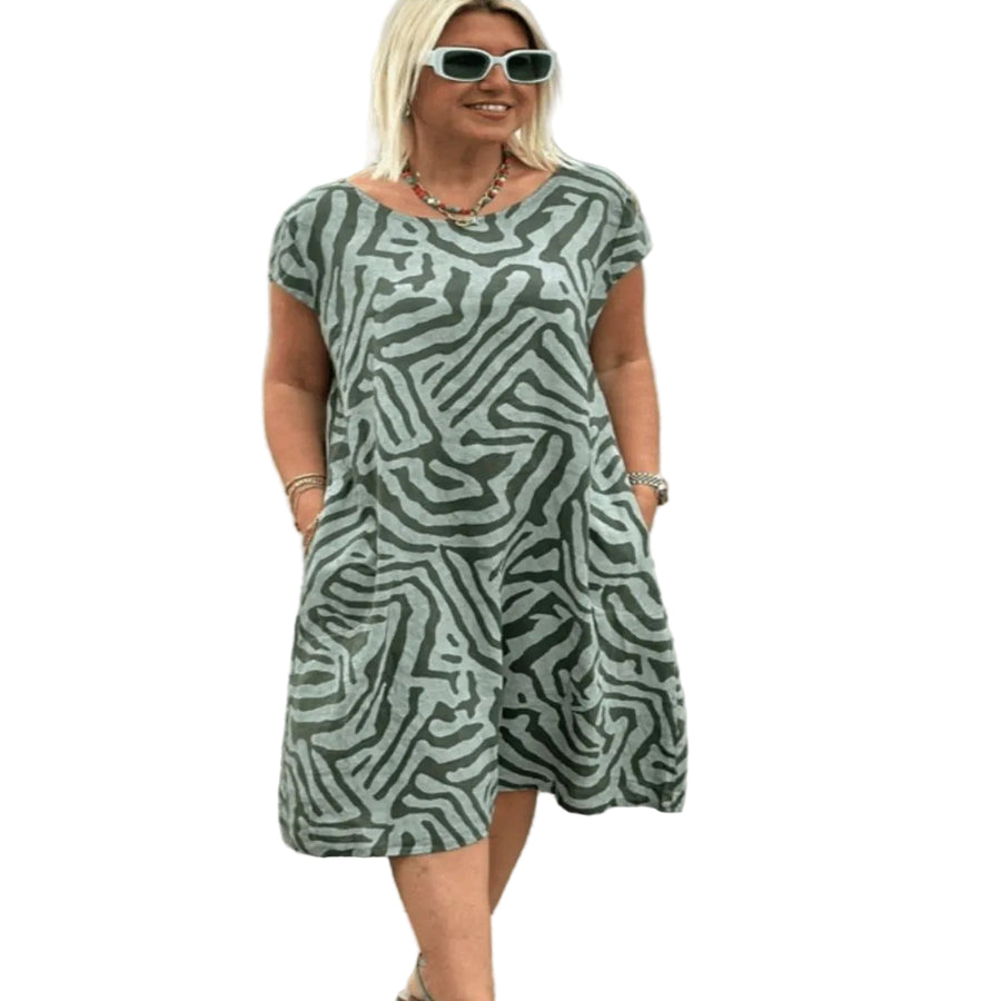 Damen - Sommerkleid Bedrucktes Kleid mit Rundhalsausschnitt