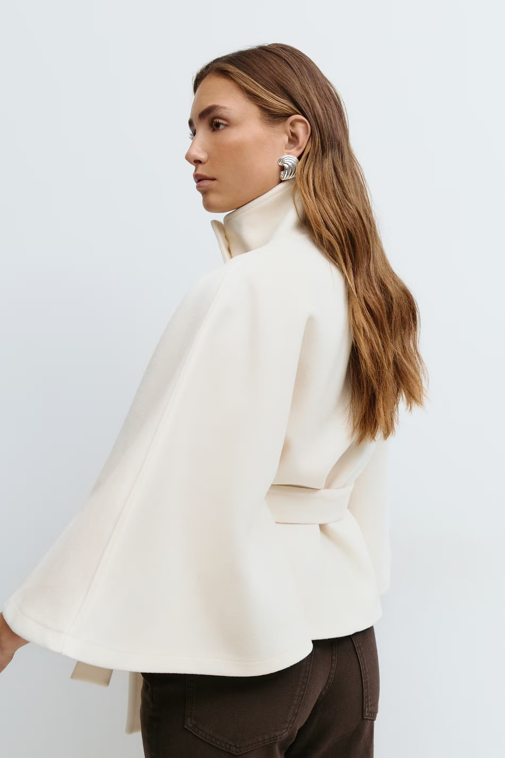 Damen Wollmischmantel im Cape-Stil | Hoher Kragen & Bindegürtel | Regular-Fit Mantel für Herbst & Winter | Schmid