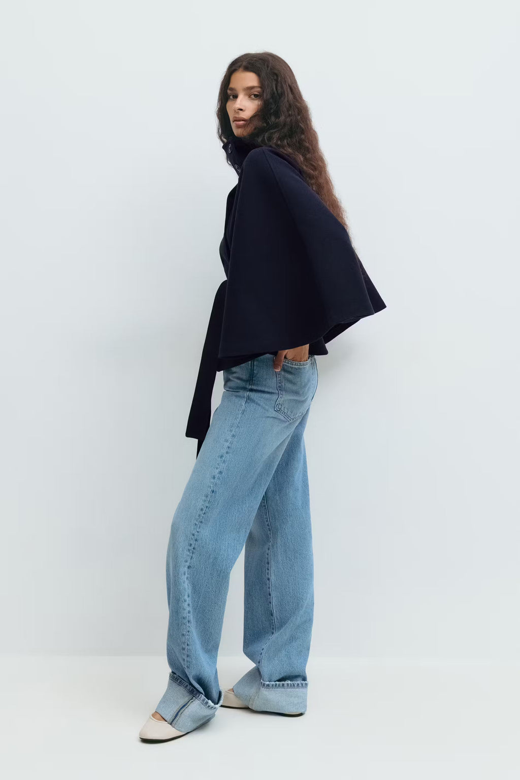 Damen Wollmischmantel im Cape-Stil | Hoher Kragen & Bindegürtel | Regular-Fit Mantel für Herbst & Winter | Schmid