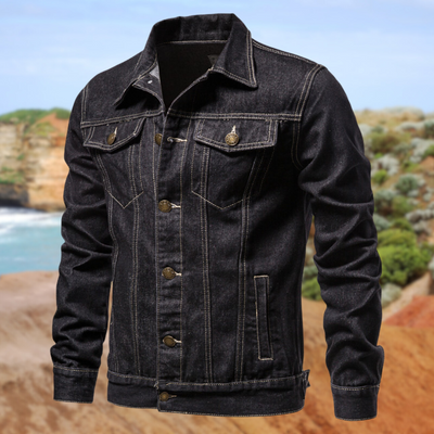 Herren jeansjacke mit kontrastnähten und knopfverschluss | robuster streetstyle klassiker für alltag und freizeit