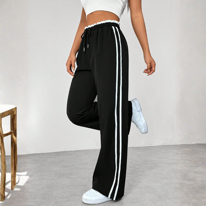 Damenhose | Weite Hose mit Kordelzug | Reguläre Freizeithose für den Alltag | Schmid