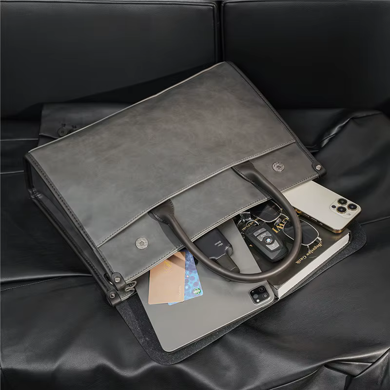Aktentasche aus Leder | Business Tasche mit Abnehmbarem Schulterriemen und Mehreren Fächern | Arbeit und Reisen | Schmid