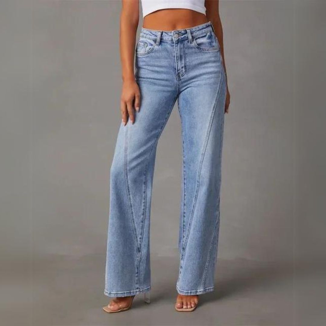Damen l Jeans mit hoher Taille und geradem Schnitt
