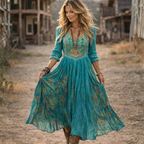 Damen Maxikleid aus Polyester und Elasthan | Langarm Kleid mit Blumenmuster und V-Ausschnitt | Alltag und Verschiedene Anlässe | Schmid