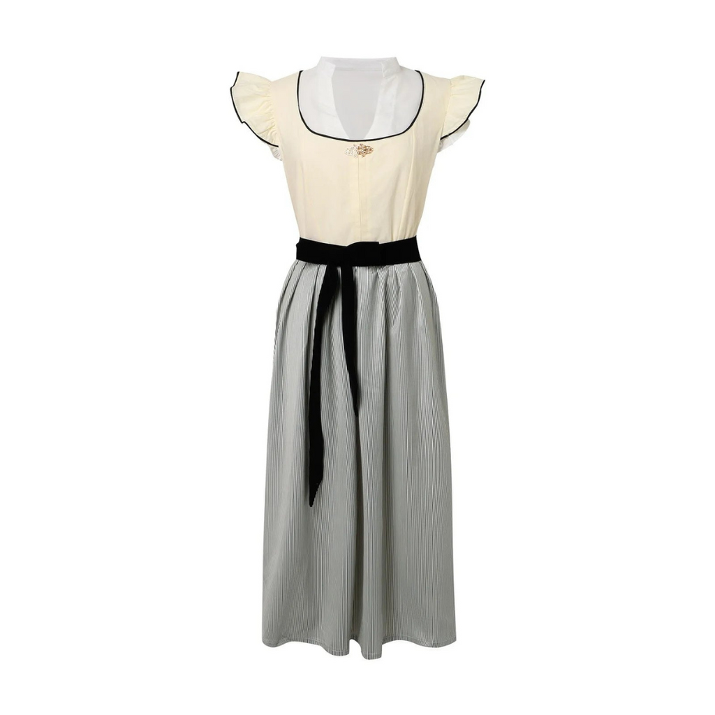 Damen Dirndl Kleid Baumwolle Polyester-Mischung | Reguläre Passform Trachtenkleid | Schnürleib mit Schürze für Oktoberfest & Themenpartys | Schmid